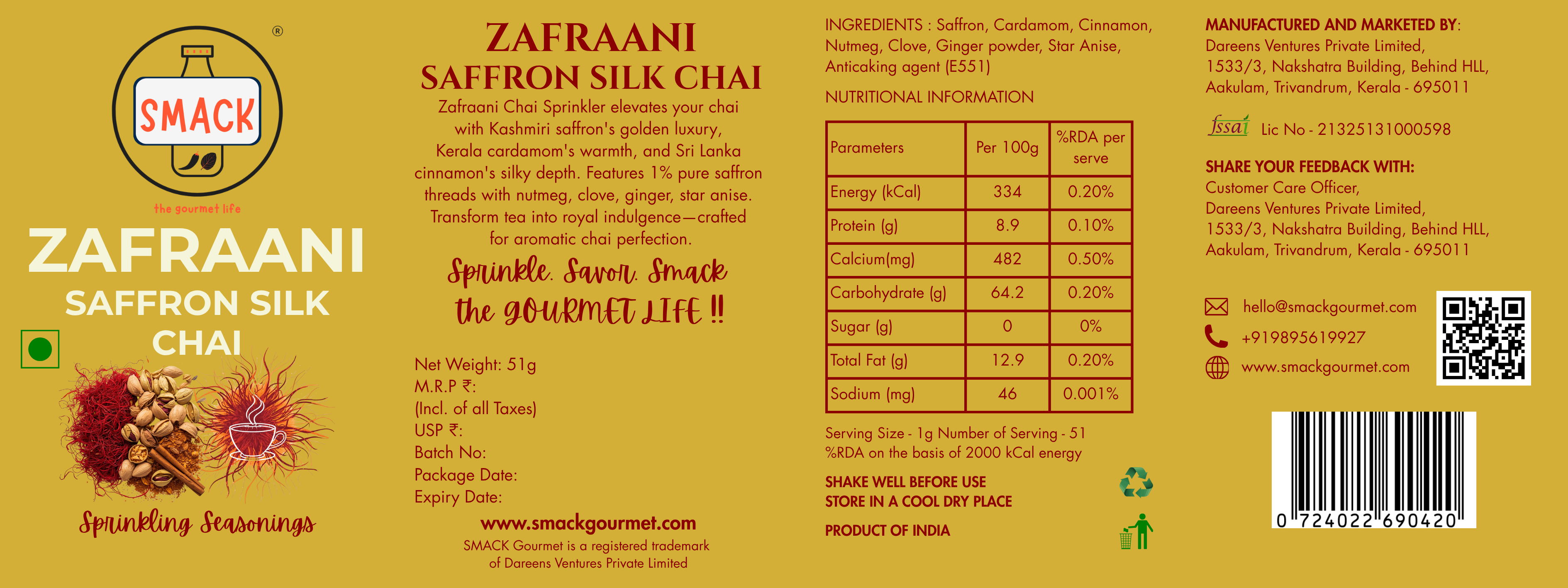Zafraani - Saffron Silk Chai